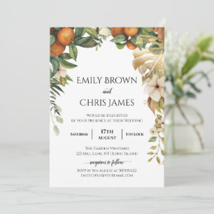 Guld Blommigt Elegant Eucalyptus Greenery Bröllo Inbjudningar