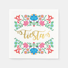 Guld Blommigt Fiesta Mexican Folkart Napkins Pappersservett