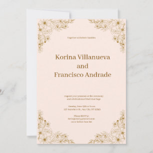 Guld Blommigt Filipiniana bröllopsinbjudan Inbjudningar
