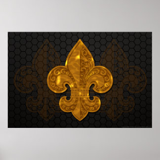 Guld Blommigt Fleur Poster nr 1