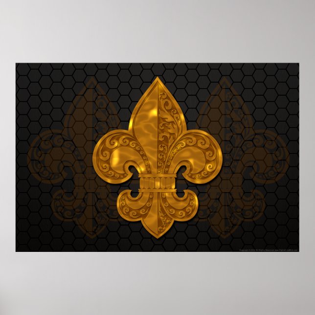 Guld Blommigt Fleur Poster nr 1 (Framsidan)