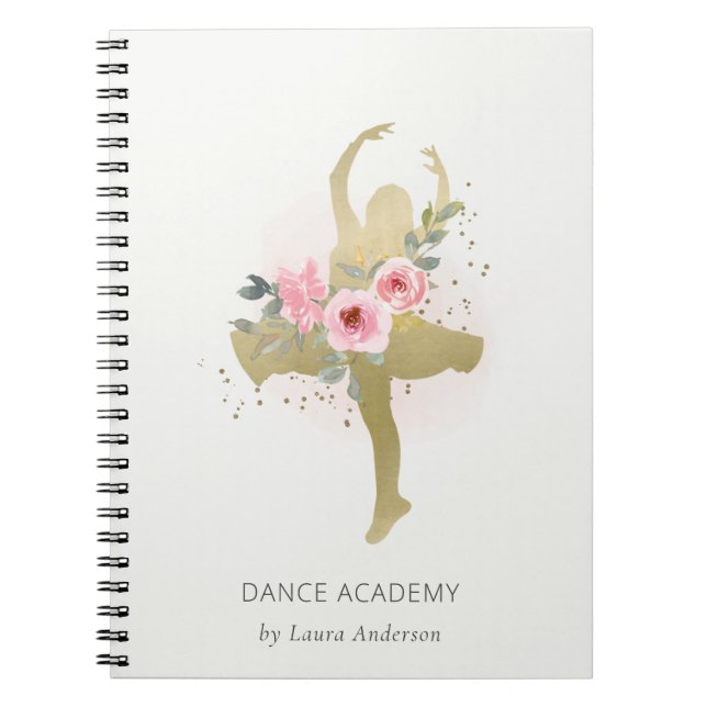  Guld Blommigt Girl Dancer Dance Academy Anteckningsbok (Framsidan)