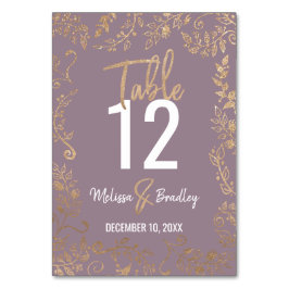 Guld Blommigt Glitter Ombre Mauve Lilac Bordsnumme Bordsnummer