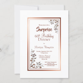 Guld Blommigt Gräns Surprise 60:e födelsedag Inbjudningar