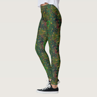 GULD BLOMMIGT - GRÖNT LEGGINGS