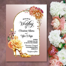 Guld Blommigt High Heel  Rosa Arch Bröllop