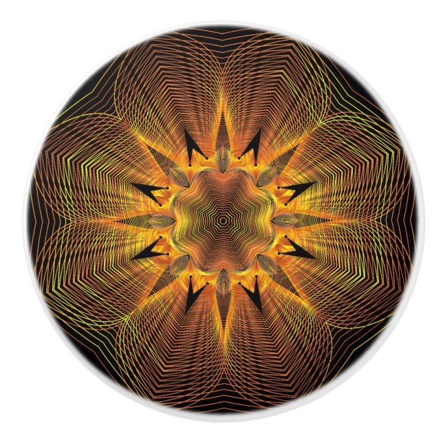 Guld Blommigt Kassabinett för keramiska möbler Knopp (Framsidan)