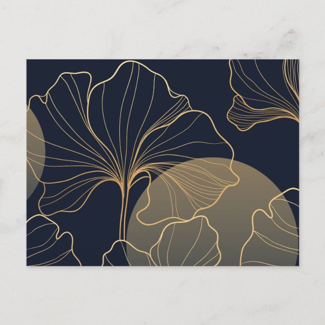 Guld blommigt konst vykort (Framsida)