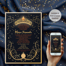 Guld Blommigt Krona Quinceañera Party