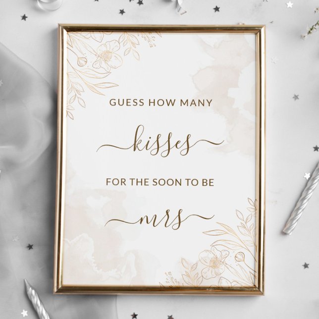 Guld Blommigt Lämnar Gräns hur många kisses-spel d Poster (Skapare uppladdad)