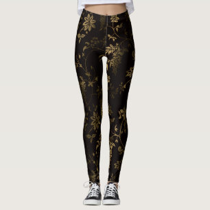 Guld- blommigt leggings