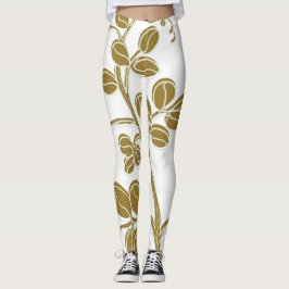 Guld Blommigt Leggings