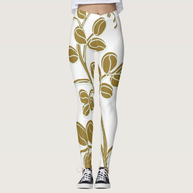 Guld Blommigt Leggings (Framsida)