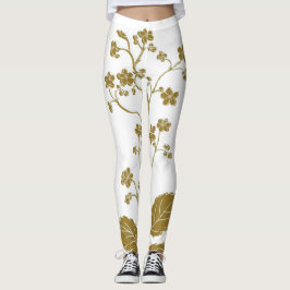 Guld Blommigt Leggings