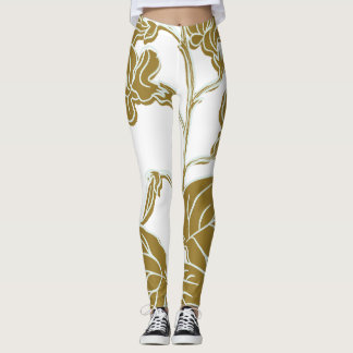Guld Blommigt Leggings