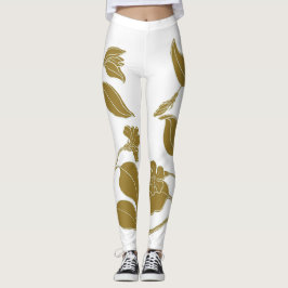 Guld Blommigt Leggings