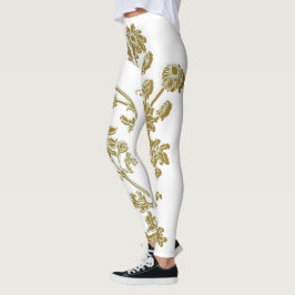 Guld Blommigt Leggings