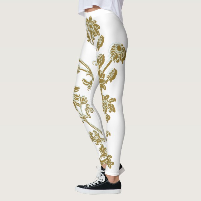 Guld Blommigt Leggings (Vänster)