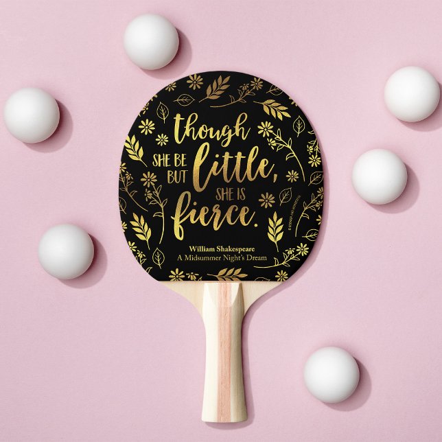 Guld Blommigt Little but Fierce William Shakespear Pingisracket (Skapare uppladdad)