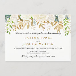 Guld Blommigt Löv Rehearsal Middag Inbjudan