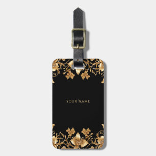 Guld Blommigt Luggage Tag Bagagebricka