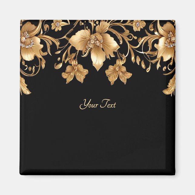 Guld Blommigt Magnet (Framsidan)