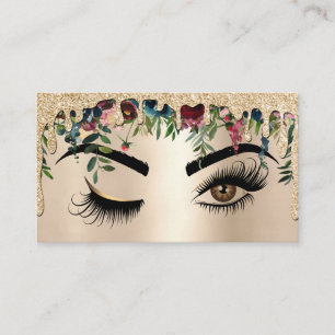 Guld Blommigt Makeup Wink Öga Lash Visitkort