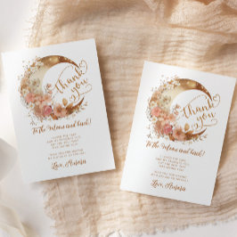 Guld blommigt måne tackar er för att ni fyller mån kort