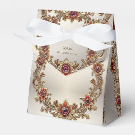 Guld-Blommigt med favoritruta för röda stoner Presentaskar