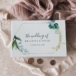 Guld Blommigt med Tropical Greenery Bröllop Gästböcker