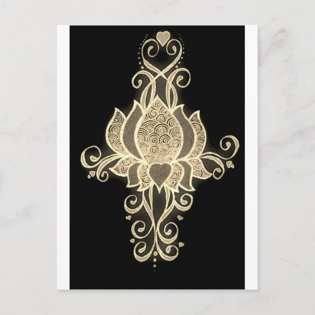 guld blommigt mehndi vykort (Framsida)