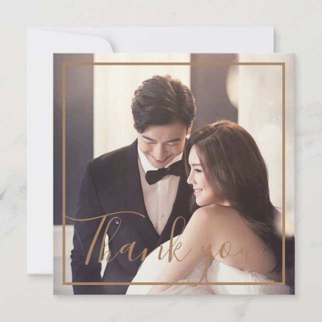 Guld Blommigt Metallic Arrangemangare Bröllop Tack (Framsida)