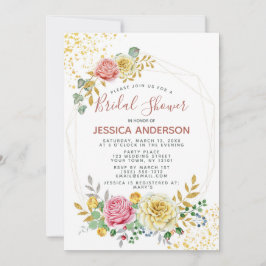 Guld Blommigt Möhippa Inbjudningar