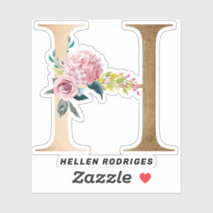 Guld blommigt-monogram för brev klistermärken