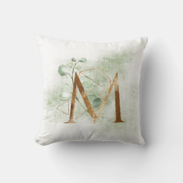 Guld Blommigt Monogram M Pillow Kudde