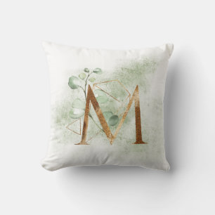 Guld Blommigt Monogram M Pillow Kudde