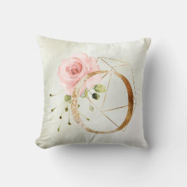 Guld Blommigt Monogram O Pillow Kudde