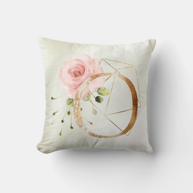 Guld Blommigt Monogram O Pillow Kudde (Framsida)