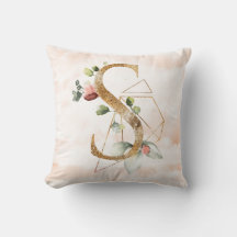 Guld Blommigt Monogram S Pillow