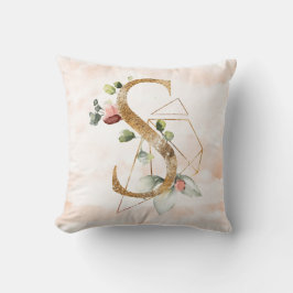 Guld Blommigt Monogram S Pillow Kudde