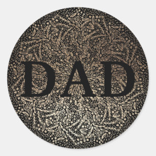 Guld Blommigt PAPPA Formell Elegant Fars dag Runt Klistermärke