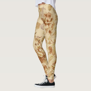 Guld Blommigt, populärt Leggings