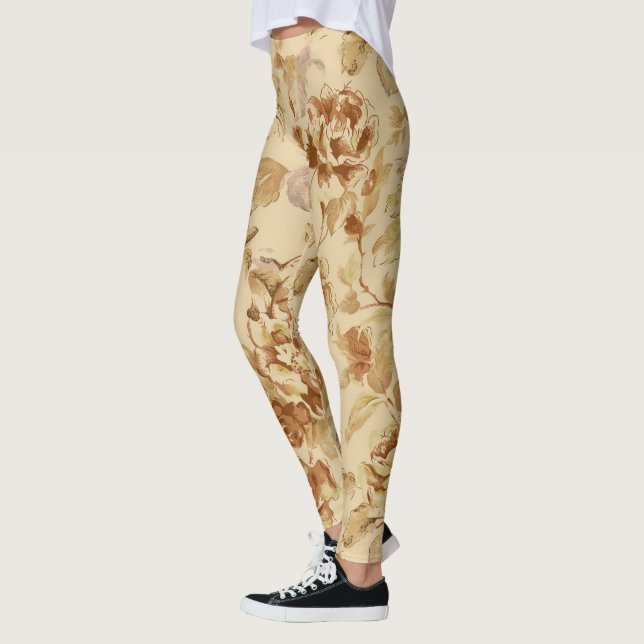 Guld Blommigt, populärt Leggings (Vänster)