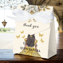 Guld Blommigt Quinceañera Butterflies Presentaskar