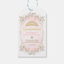  Guld Blommigt Quinceanera Mis Quince Birthday Presentetikett