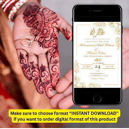 Guld Blommigt Ram Elegant White Papper Modern Nika Inbjudningar