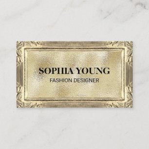Guld Blommigt Ram Gold Foil Shimmer Visitkort