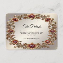 Guld Blommigt Ram med Red Stones Detail Tilläggskort