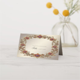 Guld Blommigt Ram med röda stoner Placera kort