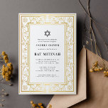 Guld Blommigt Ram stjärna David Pub Bat mitzvah Inbjudningar<br><div class="desc">Fira Pub Mitzvah med denna moderna inbjudan till elegant,  som innehåller er anpassningsbar. Lägg enkelt till dina egna uppgifter genom att klicka på alternativet "anpassa".</div>